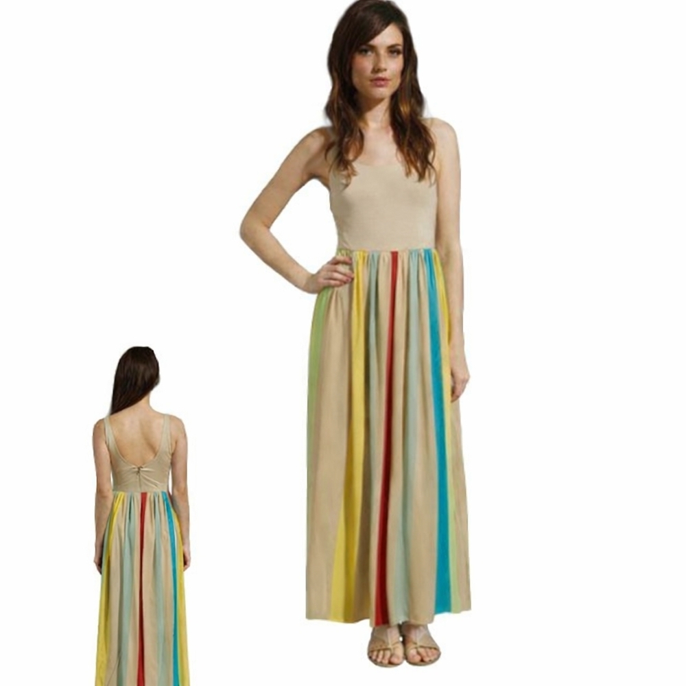 Alice + Olivia Silk Color Block Sleeveless Maxi Dress Size Medium Multicolor
